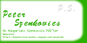 peter szenkovics business card